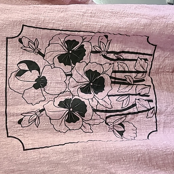 Arianna by Howard's Purple Knit and Linen Framed Pansy Flowers Top Size X-Large - Picture 2 of 10